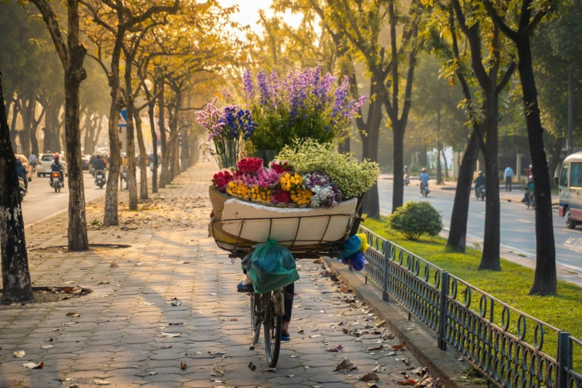 A peaceful street scene in Vietnam illustrating the country's safe travel environment.